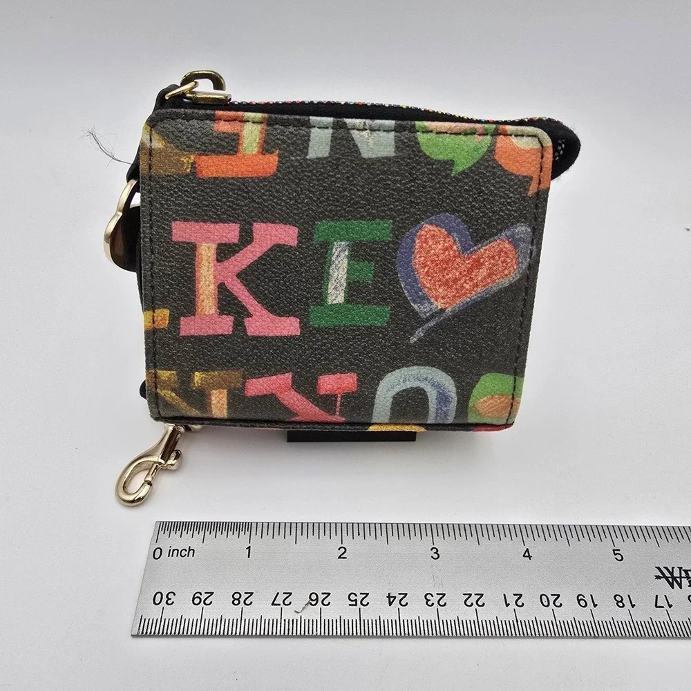 Vtg Dooney Bourke Leather Multicolor Signature Logo‎ Card Holder Wallet Y2K